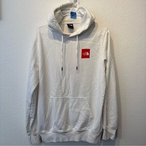 The North Face Men’s White Pullover Hoodie with Red Logo Sz  M